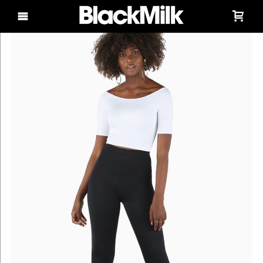 Blackmilk White Off The Shoulder Crop Top